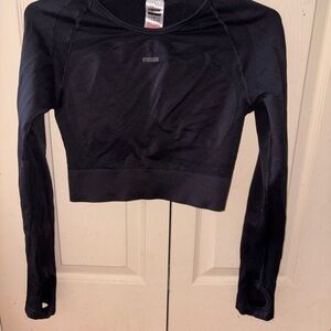 Gymshark Flex Sports Long Sleeve Crop Top - Black/Charcoal